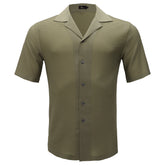 Athens Nights Short-Sleeve Button-Up Shirt KHAKI